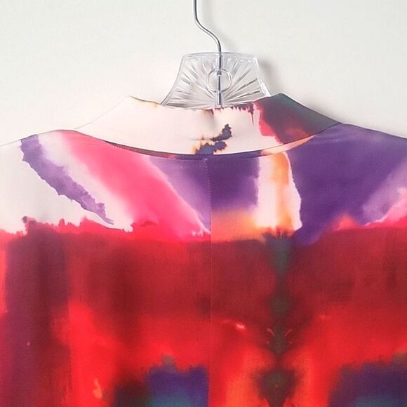 NWT Rachel Roy Sz 2 4 Silk Blazer Jacket Colorful Pink White Art Feminine Office - Picture 15 of 16